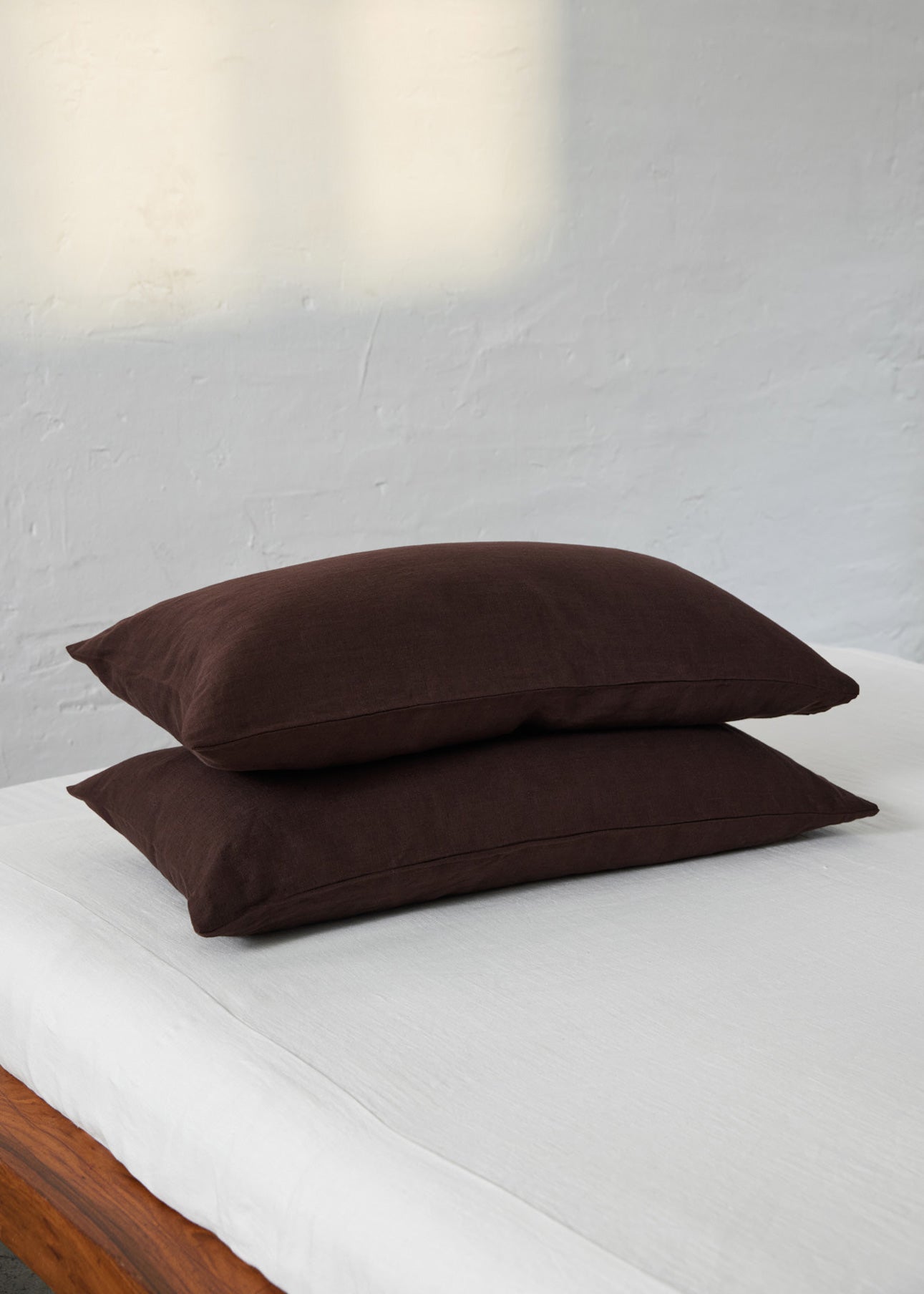 Linen Pillow Cover in Wood Brown