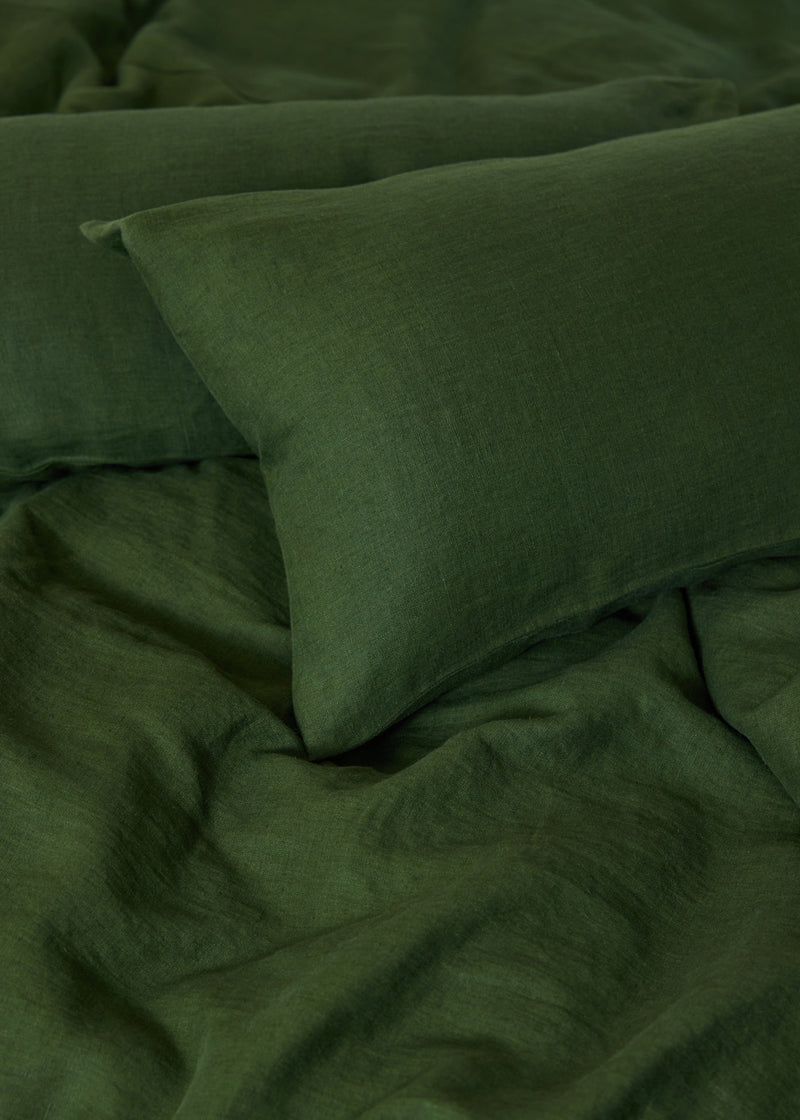 Linen Pillow Cover in Forest Green